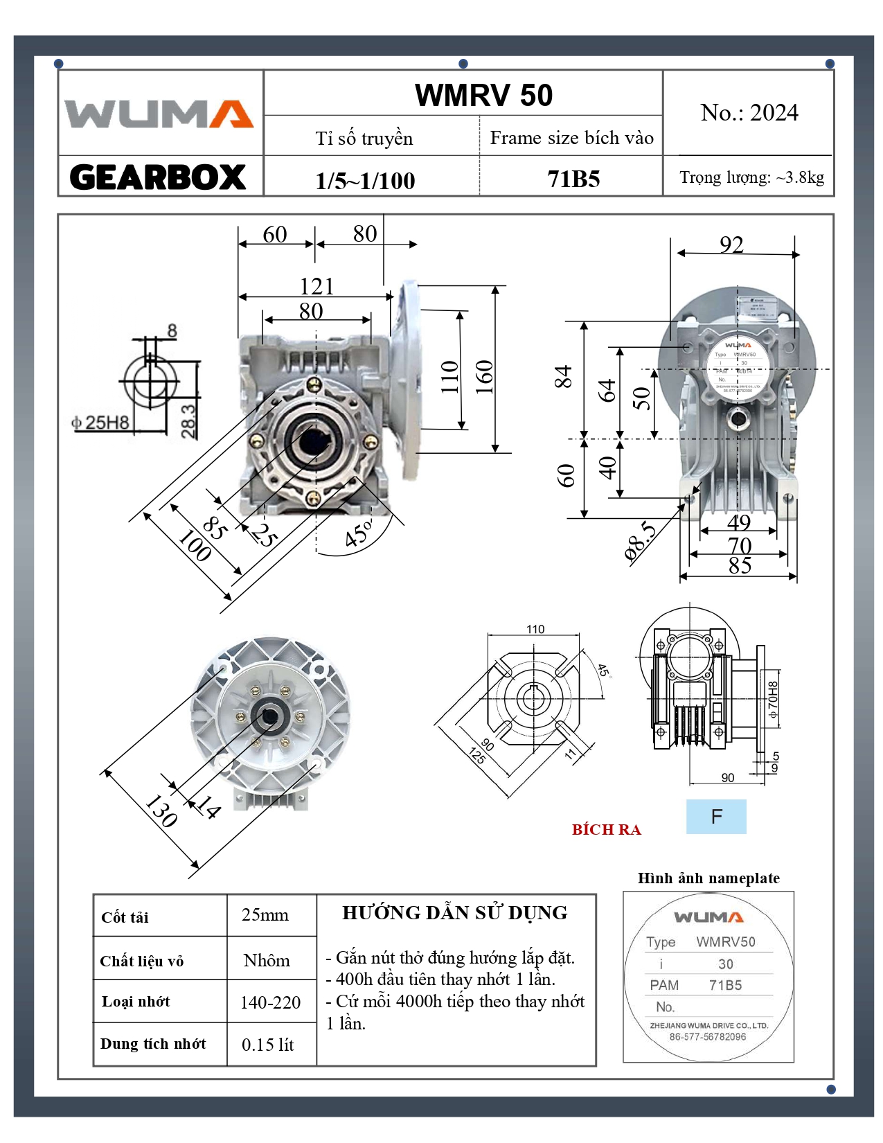 ban ve chi tiet hop giam toc cot âm wmrv50